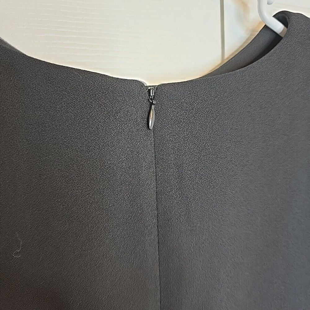 Talbots Size 6 Black Shift Dress‎ Crepe Long Sleeve Crystal Jeweled Buttons Cuff - Picture 5 of 13